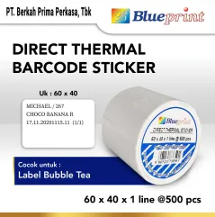 Direct Thermal Sticker  Label Stiker BLUEPRINT 60x40x1 Line Isi 500