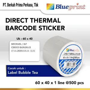 Sticker Label Direct Thermal Direct Thermal Sticker / Label Stiker BLUEPRINT 60x40x1 Line Isi 500 1 21_dts_60_40_1line_1