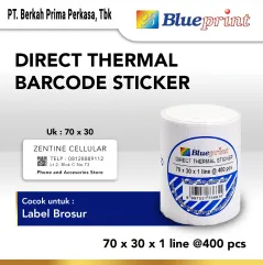 Direct Thermal Sticker  Label Stiker BLUEPRINT 70x30x1 Line Isi 400
