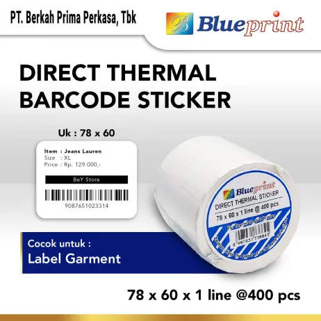 Sticker Label Direct Thermal Direct Thermal Sticker  Label Stiker BLUEPRINT 78x60x1 Line Isi 400 23 dts 78 60 1line 1