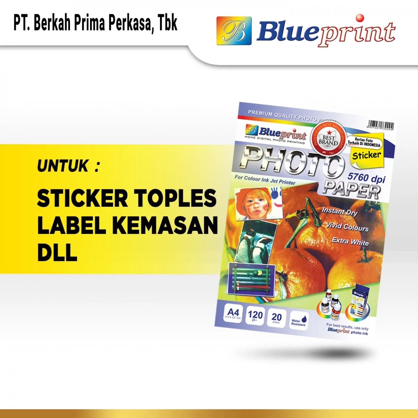 Kertas Sticker Glossy / Sticker Glossy Photo Paper BLUEPRINT A4 120 gsm