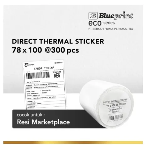 Sticker Label Direct Thermal Direct Thermal Sticker Label Online Shop BLUEPRINT ECO 78x100 mm isi 300Pcs 78x100 eco