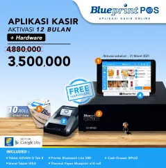 Promo Termurah Paket Usaha  Aplikasi Kasir BLUEPRINT POS 1 Tahun Free Hardware Komplit