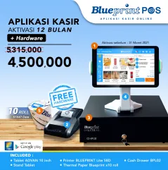 Promo Termurah Paket Usaha Lengkap  Aplikasi Kasir Online BLUEPRINT POS 12 Bulan Free Hardware