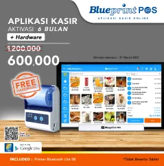 Promo Termurah Paket Usaha  Aplikasi Kasir BLUEPRINT POS 6 Bulan Free Hardware