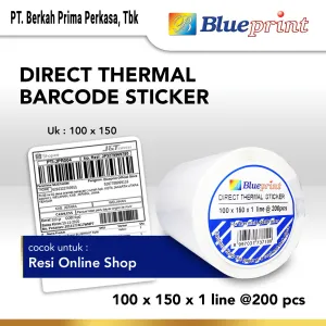 Sticker Label Direct Thermal Direct Thermal Sticker Label Online Shop BLUEPRINT 100x150mm 200Pcs 1 bp_dts1001501_200