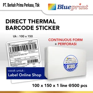 Sticker Label Direct Thermal Direct Thermal Sticker Label Resi Online BLUEPRINT 100x150mm 500Pcs 1 bp_dts1001501_continuous