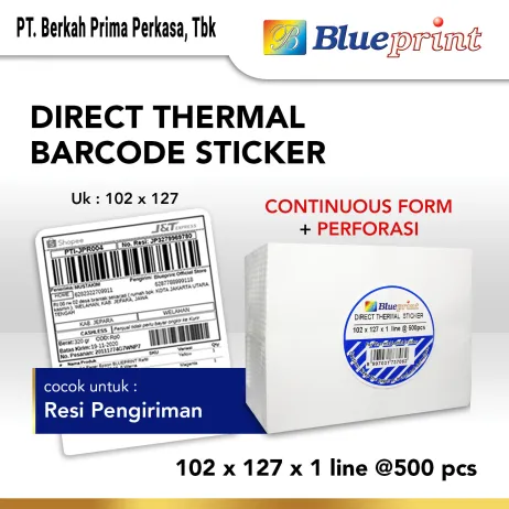 Sticker Label Direct Thermal Direct Thermal Sticker Label Resi Online BLUEPRINT 102x127mm 500Pcs bp dts1021271 continuous