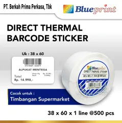 Direct Thermal Sticker  Label Stiker BLUEPRINT 38x60x1 Line Isi 500
