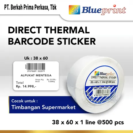 Sticker Label Direct Thermal Direct Thermal Sticker  Label Stiker BLUEPRINT 38x60x1 Line Isi 500 bp dts38601 slide 1
