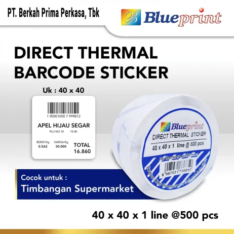 Sticker Label Direct Thermal Direct Thermal Sticker  Label Stiker BLUEPRINT 40x40x1 Line Isi 500 bp dts40401 slide 1