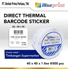 Direct Thermal Sticker  Label Stiker BLUEPRINT 40x40x1 Line Isi 500