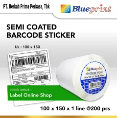 Sticker Label Pengiriman Online Semi Coated BLUEPRINT 100x150mm 200Pcs