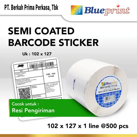 Sticker Semicoated Sticker label Barcode BLUEPRINT 102x127x1 Line Semi Coated Isi 500 bp scs1021271 slide 1