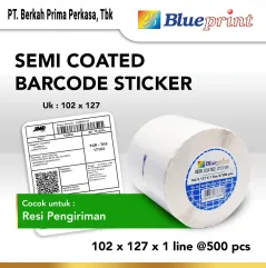 Sticker label Barcode BLUEPRINT 102x127x1 Line Semi Coated Isi 500