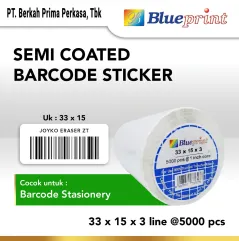 Sticker label Barcode 33x15mm 3 Line Semi Coated BLUEPRINT Core 1 isi 5000 Pcs 