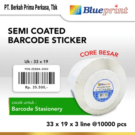 Sticker Semicoated Sticker label Semi Coated 33x19x3Line BLUEPRINT Core 3 inc 10000Pcs bp scs33193 core besar