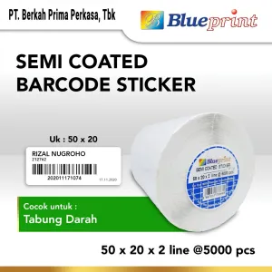 Sticker Semicoated Sticker label Barcode 50x20x2 Line Semi Coated BLUEPRINT isi 5000Pcs 1 bp_scs50202_slide_1