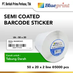 Sticker label Barcode 50x20x2 Line Semi Coated BLUEPRINT isi 5000Pcs