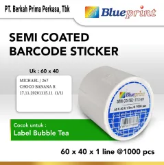 Sticker label Barcode 60x40x1 Line Semi Coated BLUEPRINT isi 1000Pcs