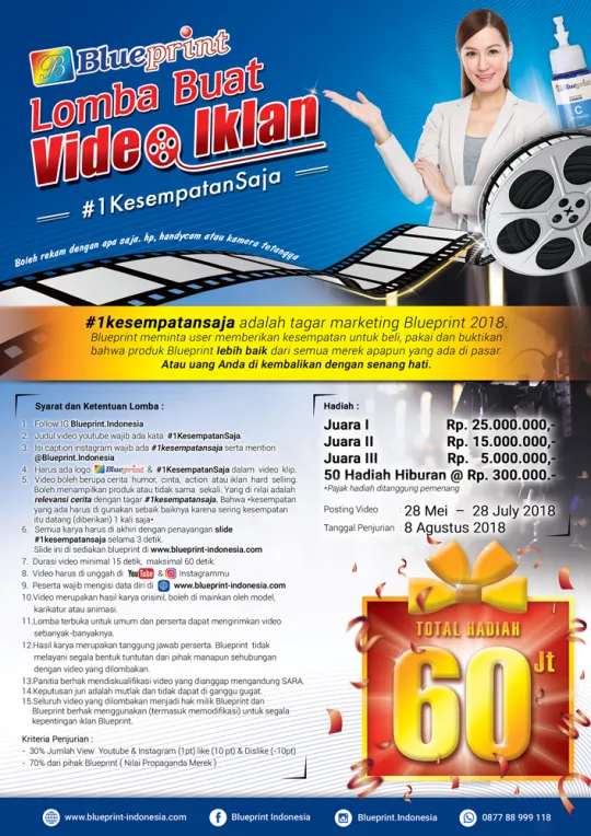 Pemenang Lomba buat video iklan Blueprint dengan tema #1KesempatanSaja<br>