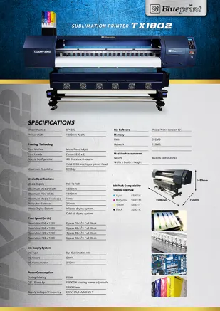 Berita Printer Sublimasi 2 Head Blueprint TX1802  GARANSI SEUMUR HIDUP sk Berlaku