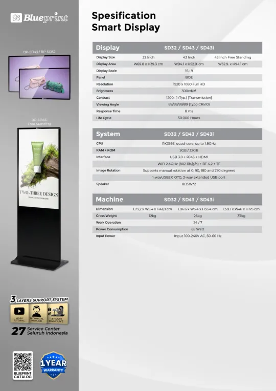 Blueprint Smart Display 32 inch/43 inch/43i inch. SD32/SD43/SD43i