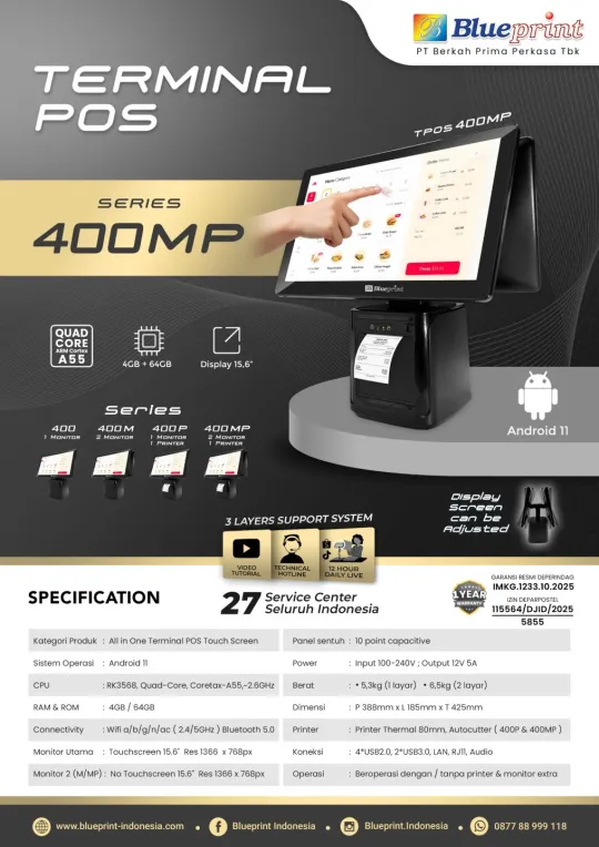 Mesin Kasir All In One TPOS 400 Android BLUEPRINT