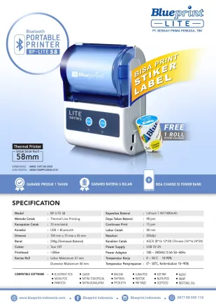 Berita Printer Thermal Portable Bluetooth BLUEPRINT BPLITE58