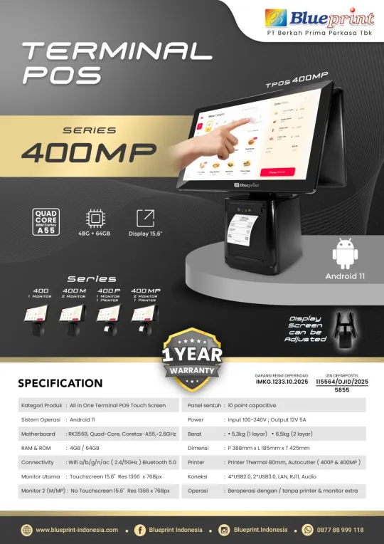 Mesin Kasir All In One TPOS 400 Android BLUEPRINT