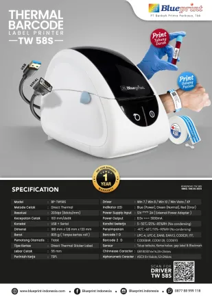 Berita Printer Label Barcode TW58S BLUEPRINT