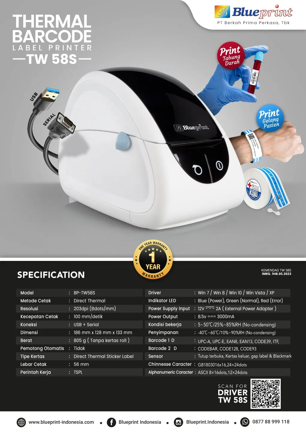 Printer Label Barcode TW58S BLUEPRINT Berita Blueprint Indonesia