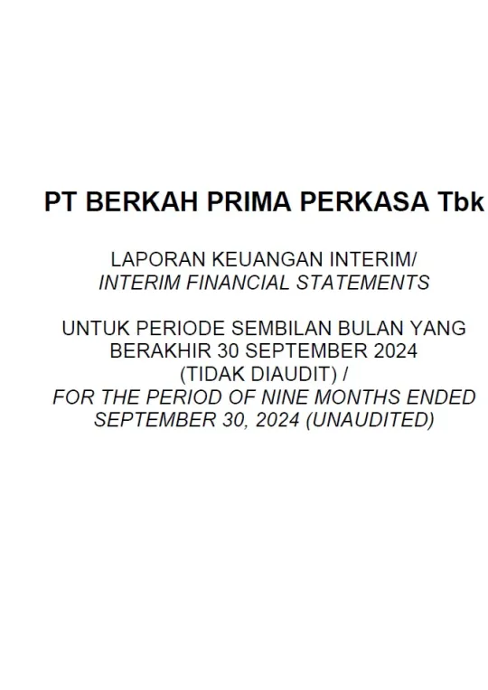 LAPORAN POSISI KEUANGAN INTERIM 30 SEPTEMBER 2024 (TIDAK DIAUDIT)