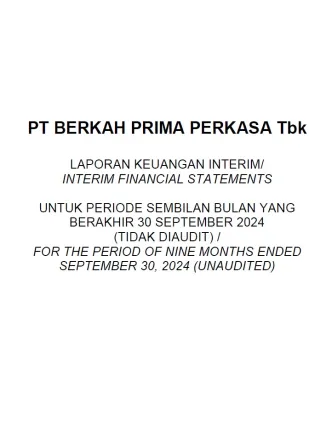 Hubungan Investor LAPORAN POSISI KEUANGAN INTERIM 30 SEPTEMBER 2024 TIDAK DIAUDIT