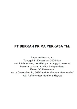 Hubungan Investor Laporan Keuangan Tanggal 31 Desember 2024 dan untuk tahun yang berakhir pada tanggal tersebut beserta Laporan Auditor Independen