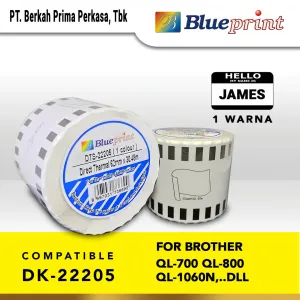 Sticker Label Brother<br> Label Barcode 22205 BLUEPRINT 62x30,48m Continuous stiker Roll Brother 1 dtr_22205_1