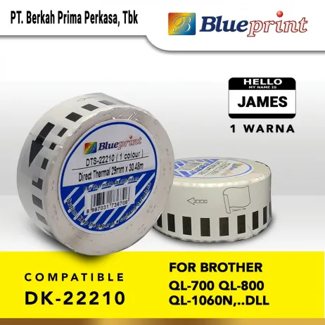 Sticker Label Brother<br> Label Barcode 22210 BLUEPRINT 29x3048m Continuous stiker Roll Brother dtr 22210 1