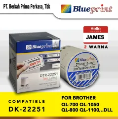 Stiker Label 22251 BLUEPRINT 62x1524m Continuous Roll 2 Warna Brother