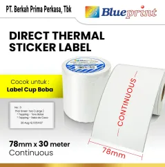 Direct Thermal Sticker Label Continuous BLUEPRINT 78x30 Meter