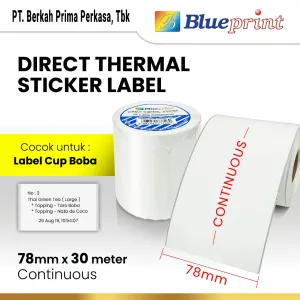 Sticker Label Direct Thermal Direct Thermal Sticker Label Continuous BLUEPRINT 78x30 Meter 1 dts_label_78x30_meter_continuous