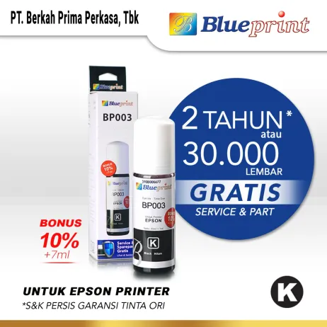 Tinta Epson Tinta Epson 003 BLUEPRINT TKDN For Printer Epson 72ml Black  Hitam epson 003 black