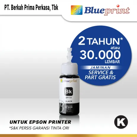 Tinta Epson Tinta Epson BLUEPRINT Refill BP731 For Printer Epson 70ml BK  Hitam epson 731 black