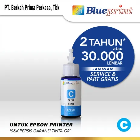 Tinta Epson Tinta Epson BLUEPRINT Refill BP732 For Printer Epson 70ml C  Biru epson 732 cyan