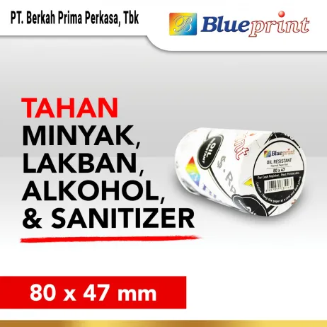 Kertas Thermal Kertas Thermal  Kertas Kasir  Kertas Struk BLUEPRINT 80mmx47mm Oil Resistant kertas thermal oil 80x47mm