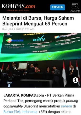 News Melantai di Bursa Harga Saham Blueprint Menguat 69 Persen