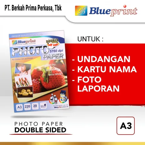 Kertas Foto Kertas Foto  Double Sided Photo Paper BLUEPRINT A3 220 gsm photo papaer double sided a3 220gsm