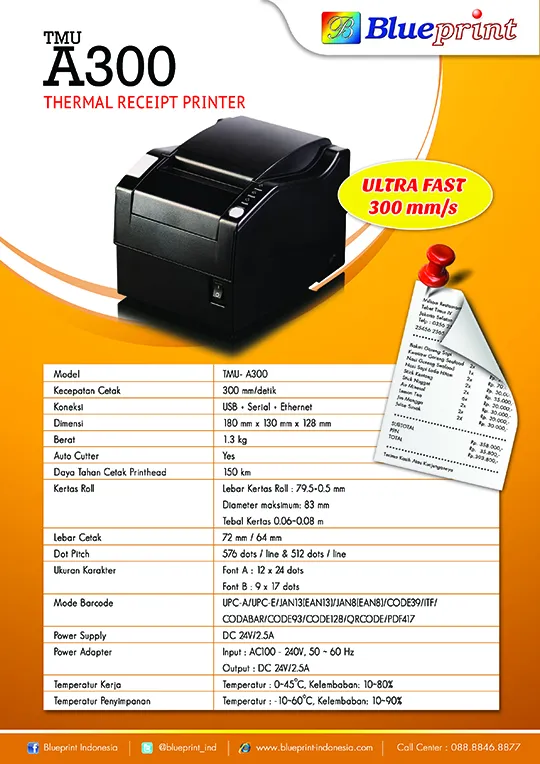 BLUEPRINT Thermal Receipt Printer TMU-A300