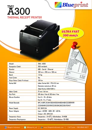 Knowledge Printer Thermal BLUEPRINT Thermal Receipt Printer TMUA300