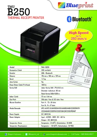 Knowledge Printer Thermal BLUEPRINT Bluetooth Printer TMUB250