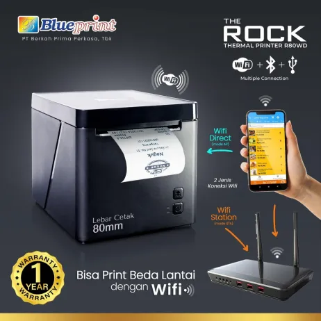Printer Thermal Thermal Printer  Printer Struk  Printer Kasir Desktop 80mm BLUEPRINT R80WD  WiFi  Bluetooth  USB r80wd